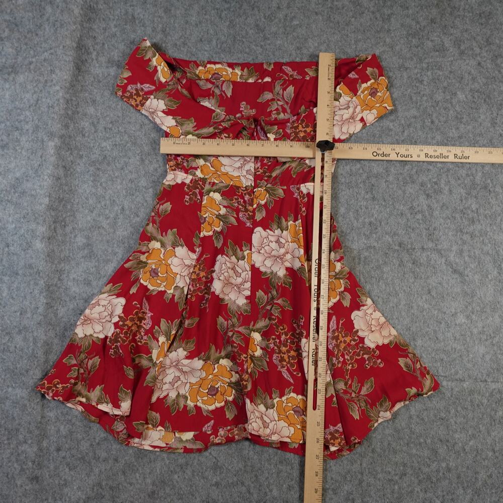 Reformation Dress Womens 0 Petite Canopy Canton Floral Off Shoulder Red Mini - Picture 3 of 8